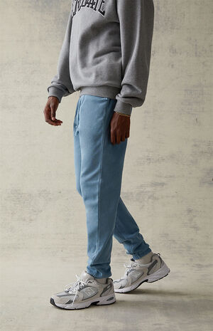 Fleece Washed Blue Jogger Sweatpants image number 3