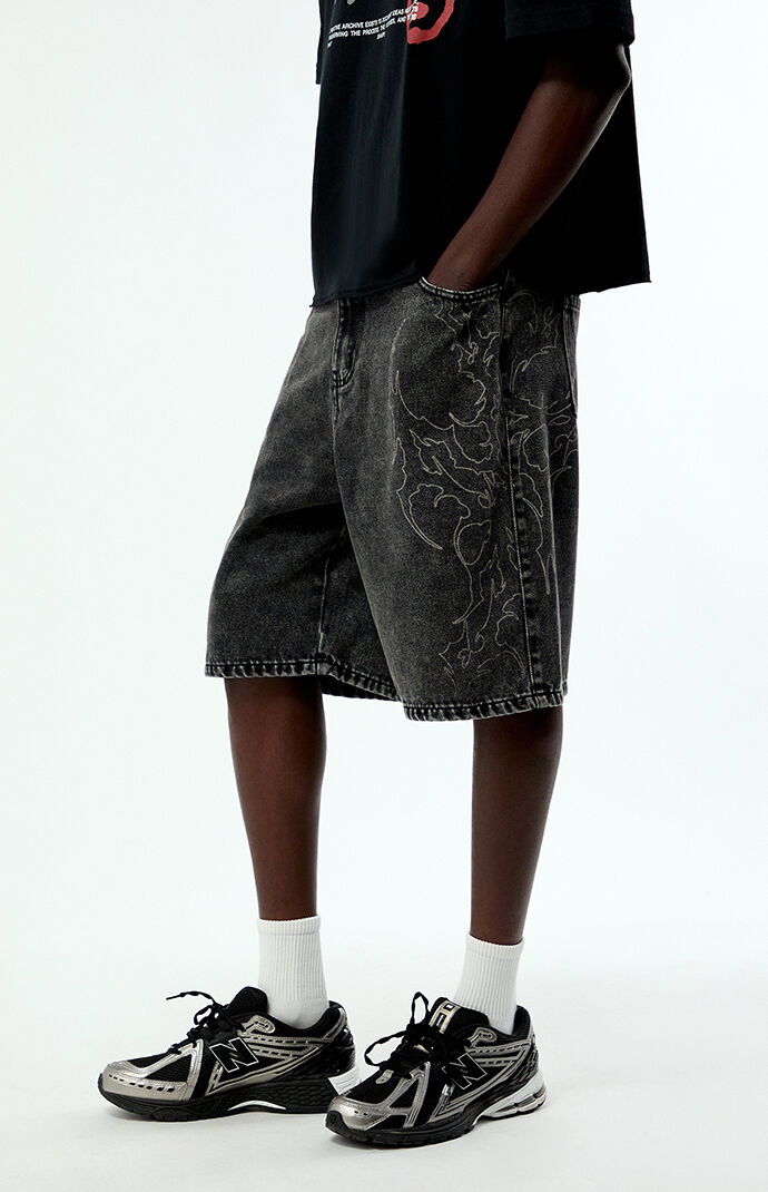 Civil Hostile Bloom Baggy Denim Jorts