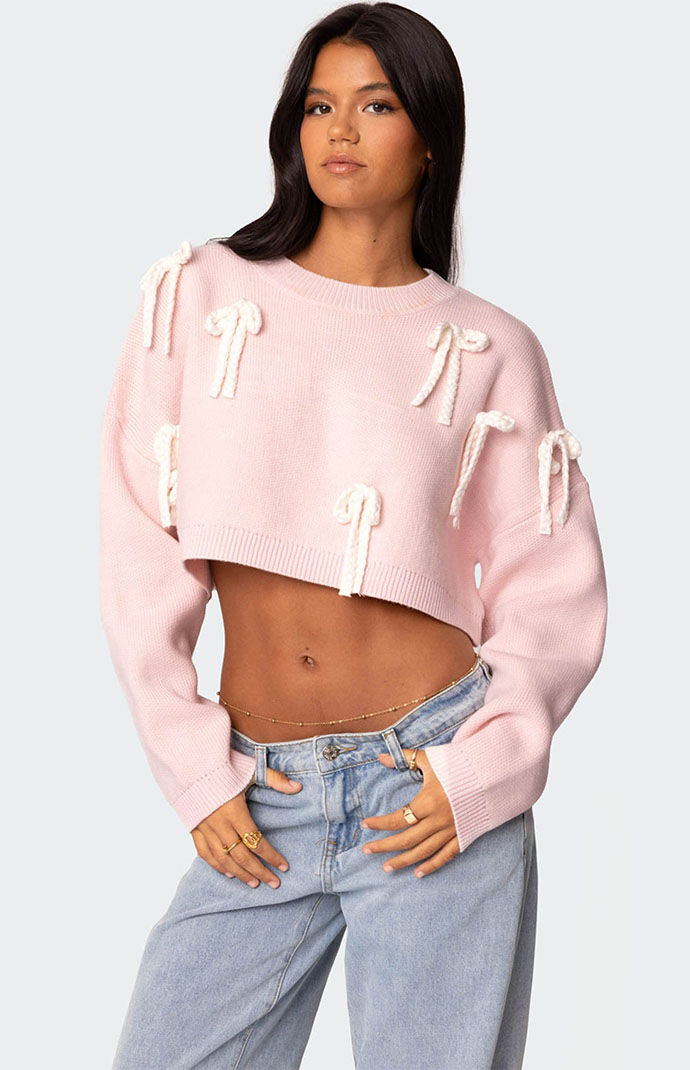 Edikted Chunky Bow Cropped Sweater | PacSun
