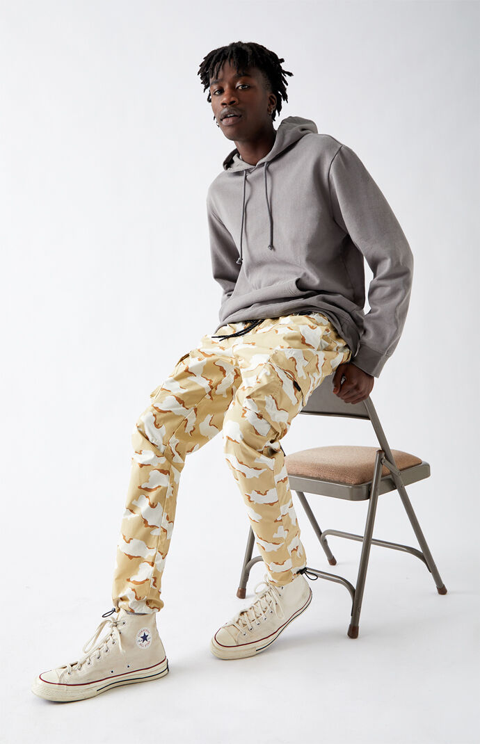PacSun Utility Khaki Camo Nylon Slim Cargo Pants PacSun