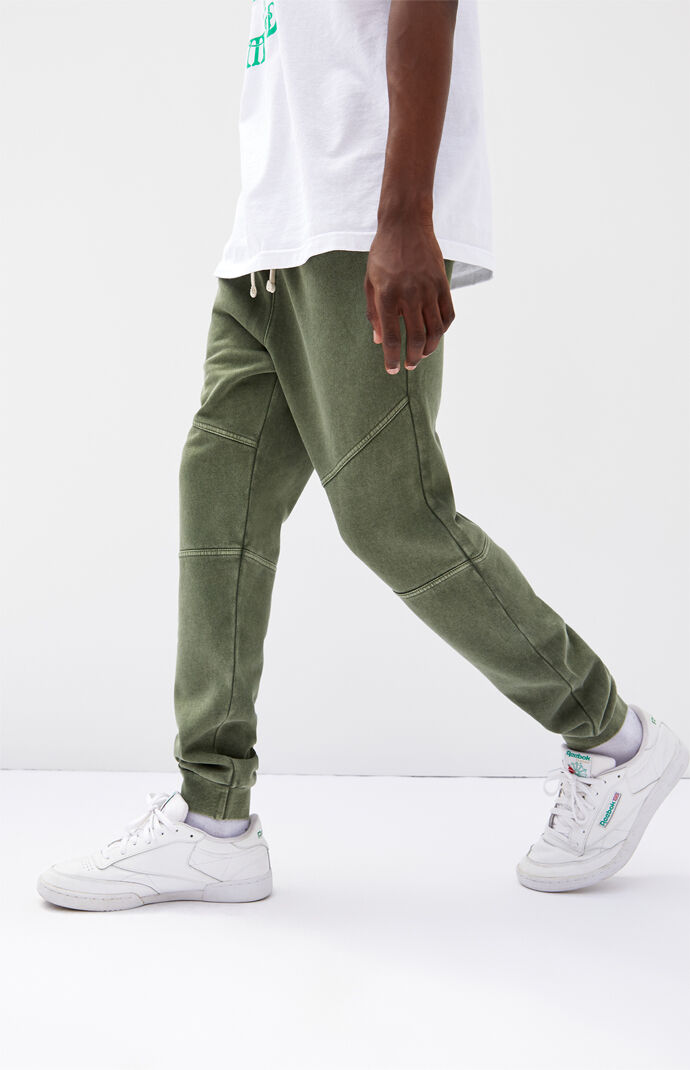 Green Paneled Jogger Pants
