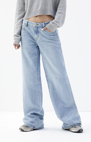 Casey Light Indigo Seam Low Rise Baggy Jeans image number 2