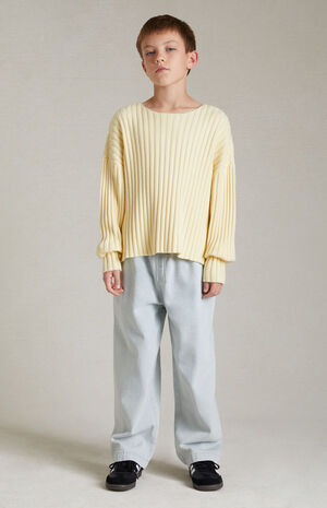 Kids Garden Yellow Raw Neck Sweater image number 5