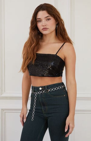 Sequin Sparkle Cropped Cami Top