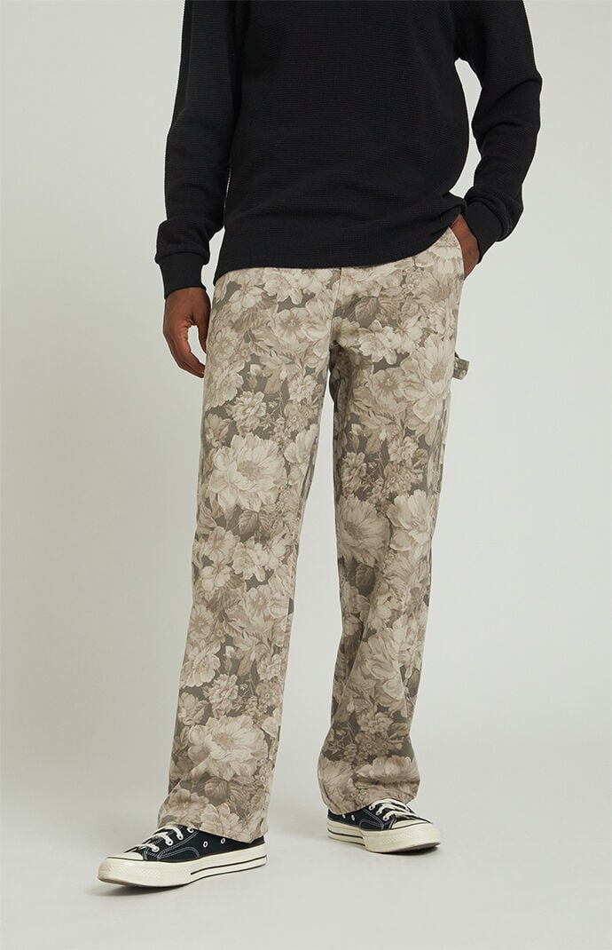 Image: Brown Floral Baggy Carpenter Jeans