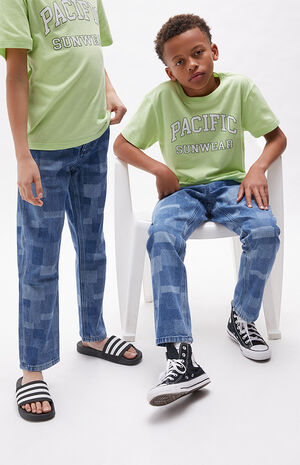 Patchwork Straight Leg Jeans image number 1