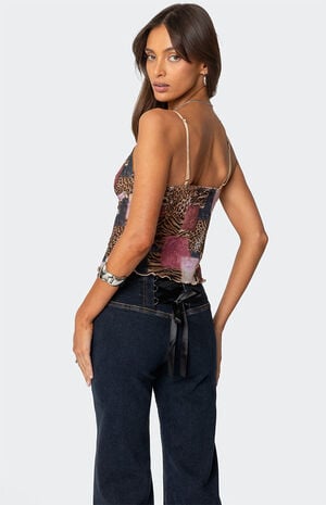 Mixed Animal Print Mesh Tank Top image number 4