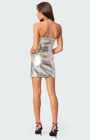 Astro Zip Up Metallic Mini Dress image number 5