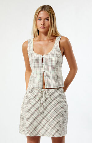 Rumi Check Bias Cut Mini Skirt image number 1