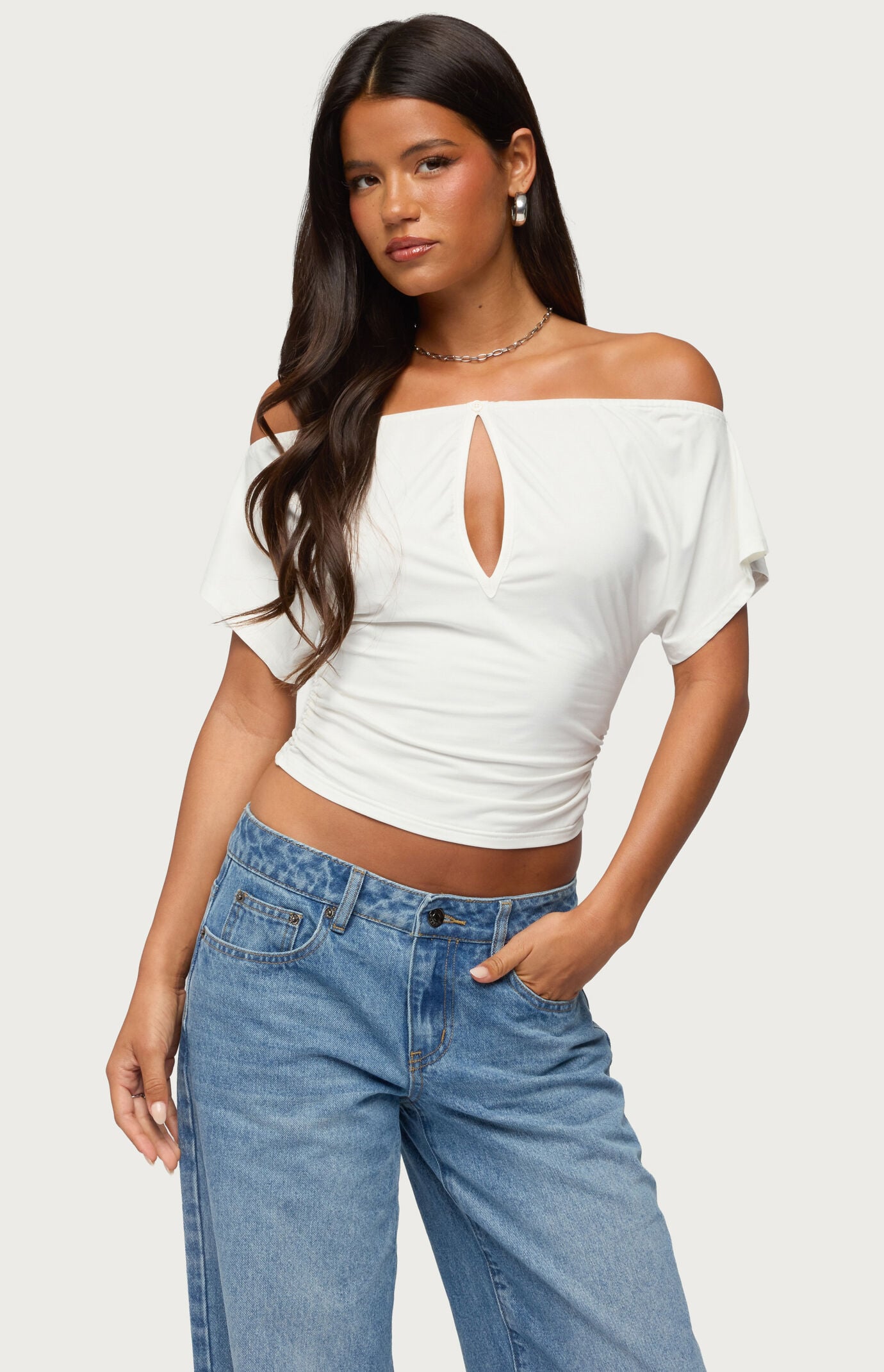Edikted Hecate Off Shoulder Keyhole Top