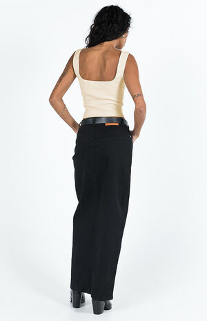 Eco Black Batkins Denim Maxi Skirt image number 4