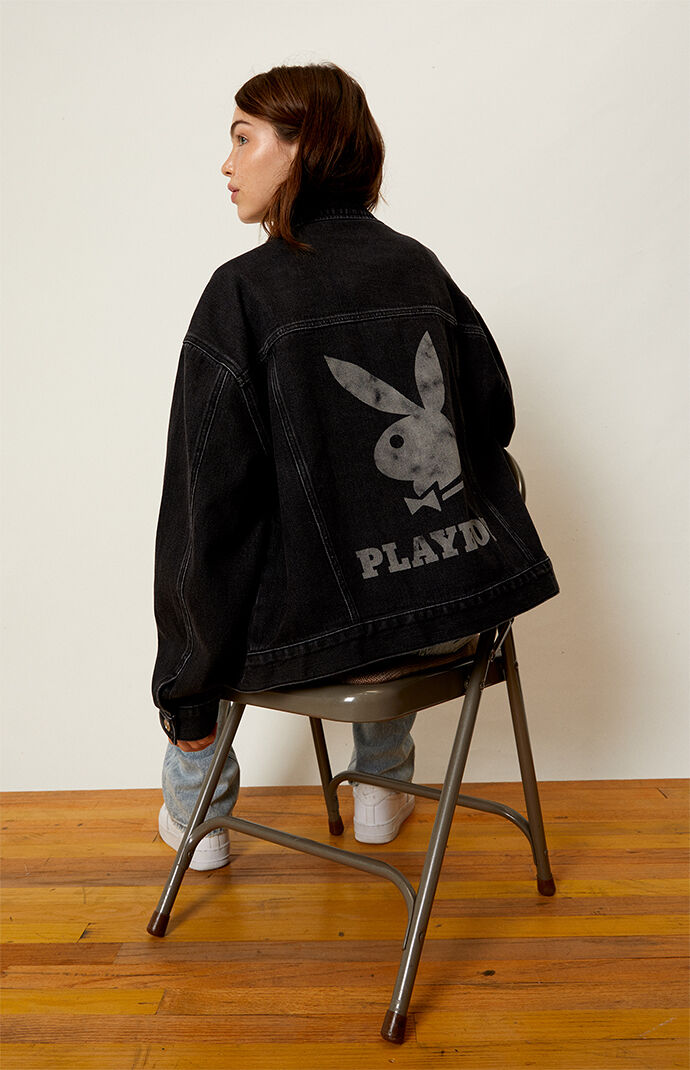 Playboy By PacSun Washed Black Trucker Jacket PacSun