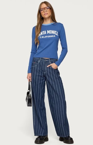 Kyler Pinstripe Low Rise Jeans image number 5