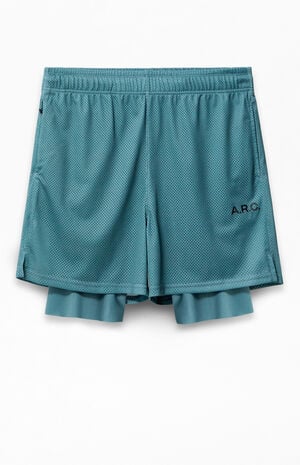 Active Green Mesh 2 in 1 Shorts