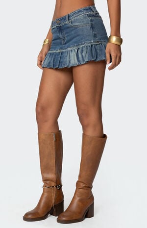 Bubble Hem Denim Mini Skirt image number 4