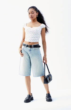 Light Indigo Extreme Denim Jorts image number 5