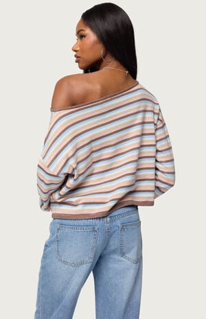 Alexis Off Shoulder Striped Knit Top image number 3