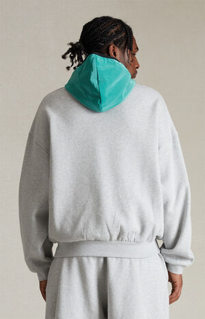 Light Heather Grey Mint Leaf Nylon Fleece Hoodie image number 3