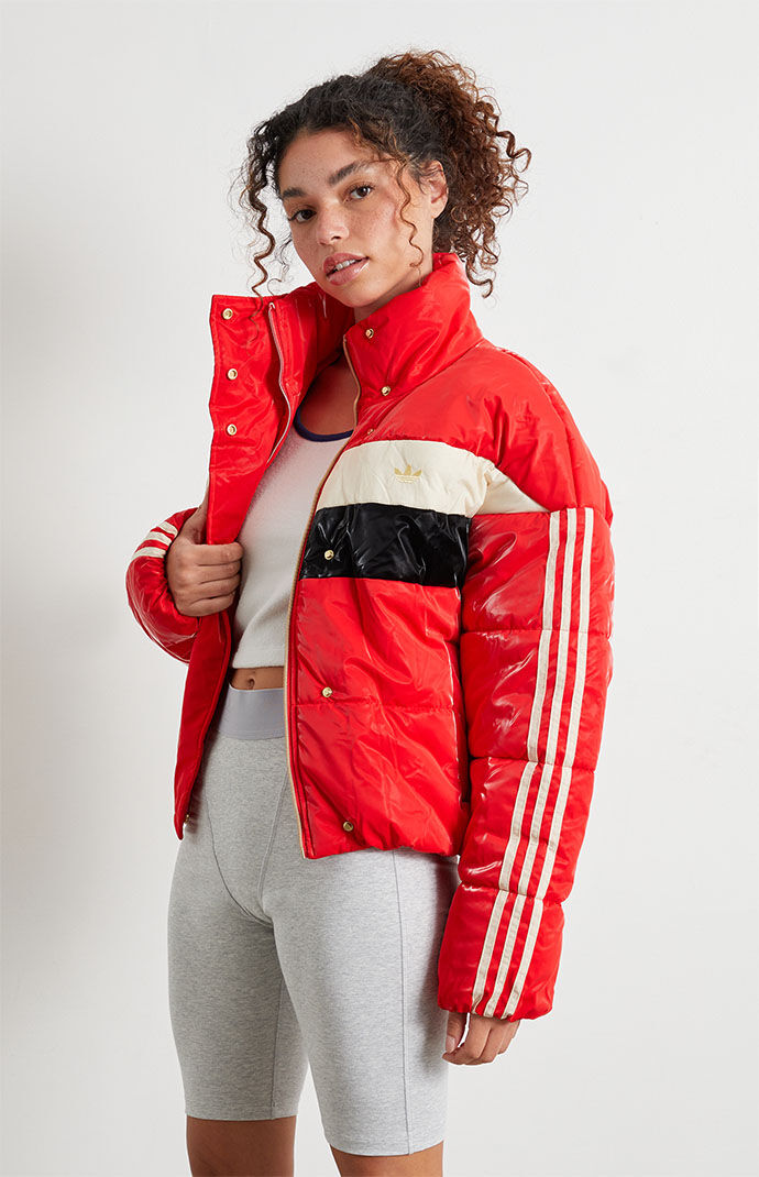 adidas Eco Red Ski Chic Puffer JacketPacSunred cropped padded