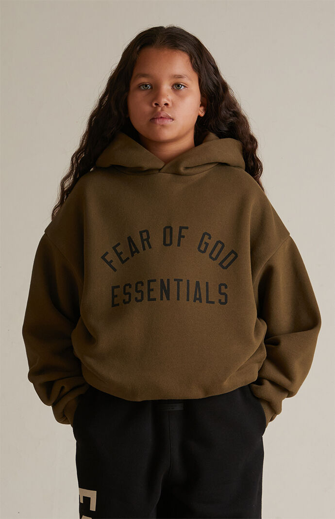 Fear of God Essentials Kids Olive Fleece Hoodie | PacSun
