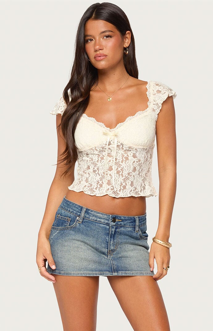Edikted Haile Scalloped Lace Top