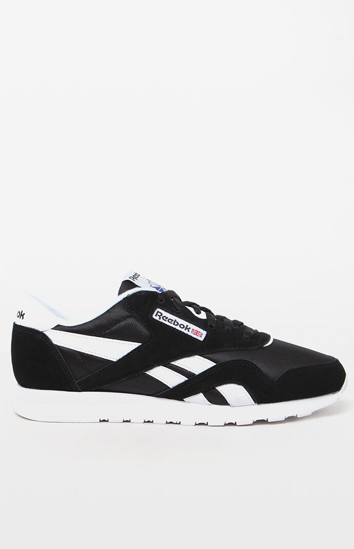 Reebok Classic Black and White Leather & Nylon Shoes | PacSun