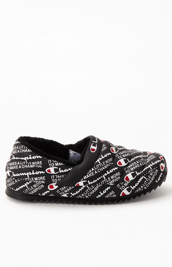 Black Varsity Reflective Slippers
