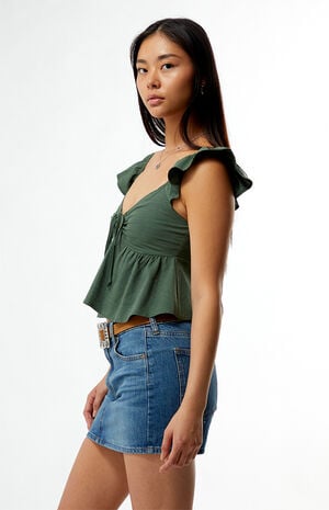 Keyhole Linen Babydoll Top image number 3