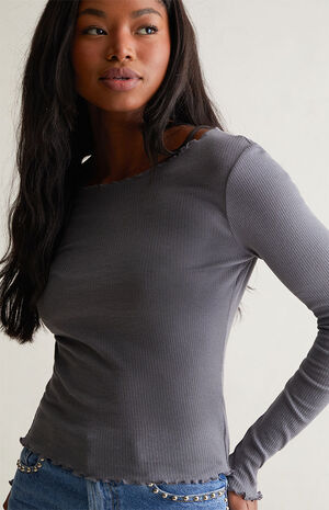 Dove Lettuce Edge Long Sleeve Top image number 1