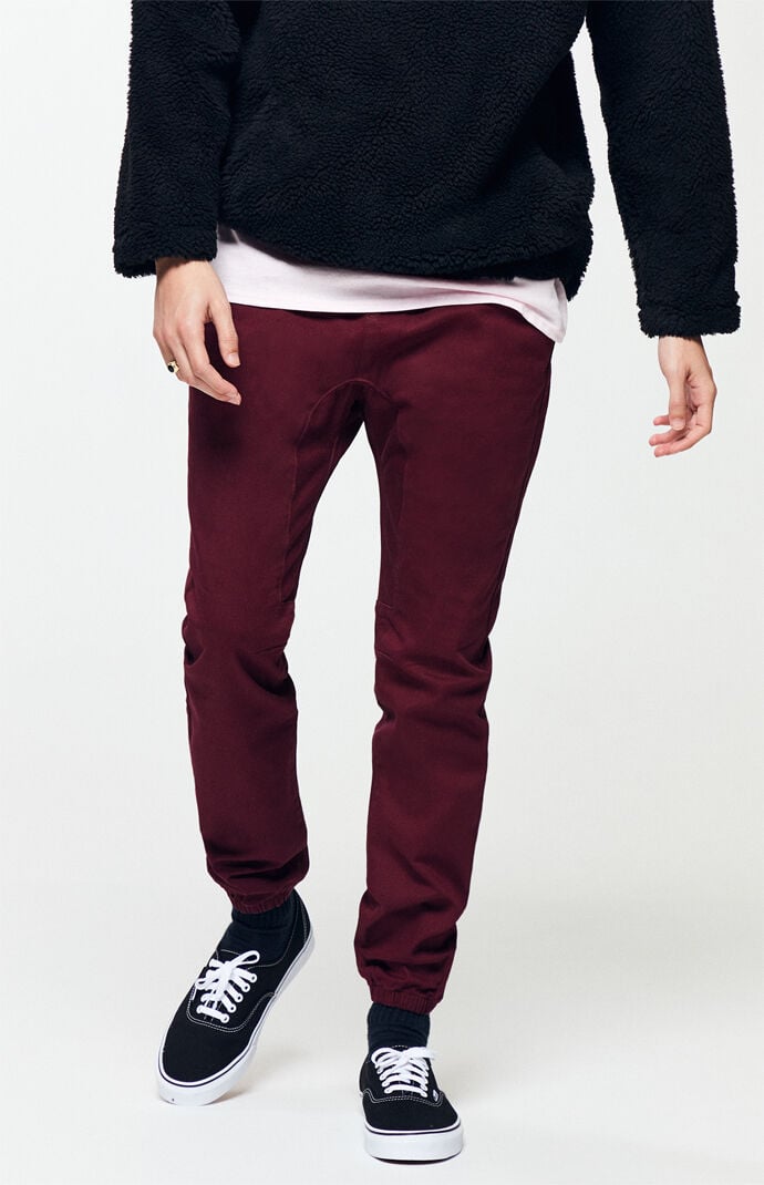 maroon jogging pants