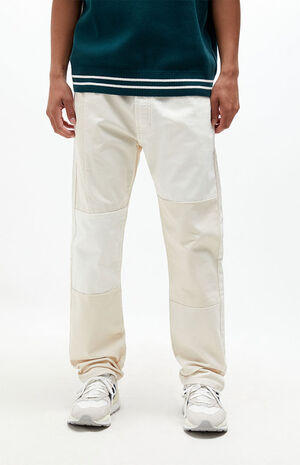 Cream Patchwork Straight Jeans image number 2