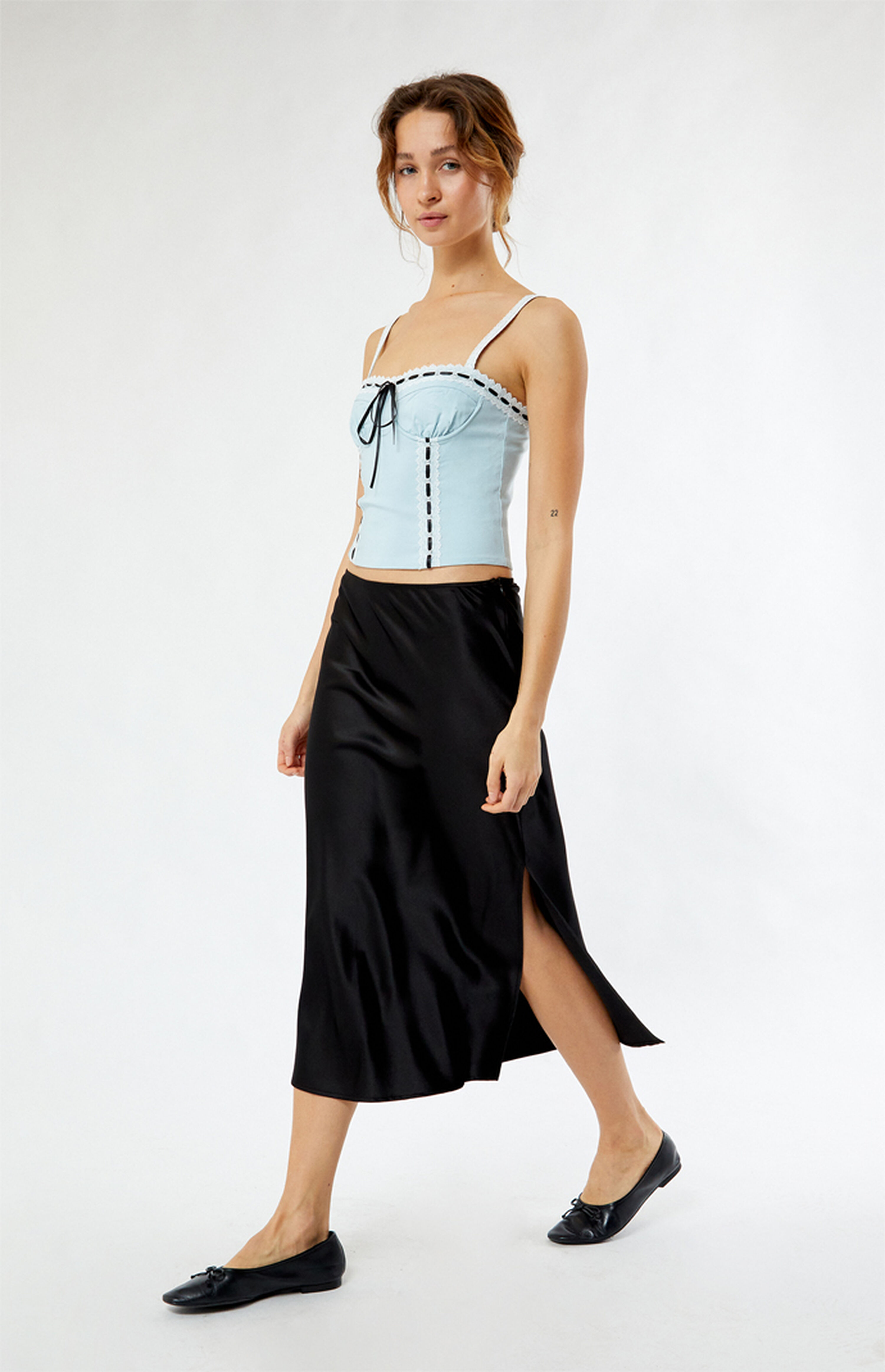 Parker Satin Midi Skirt - Caramel