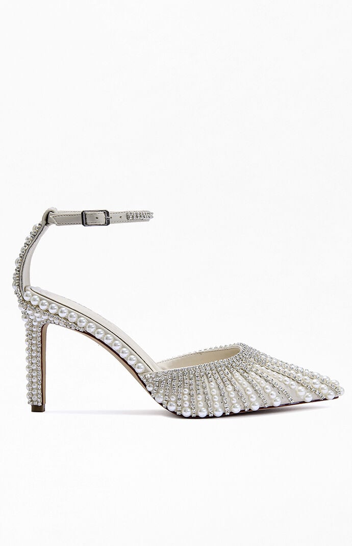 AZALEA WANG Women's Davina Ivory Pearl Stiletto Pumps