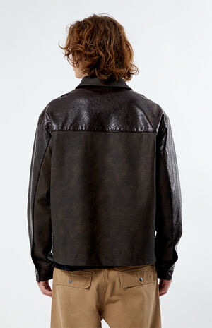 Faux Leather Textured Jacket image number 3