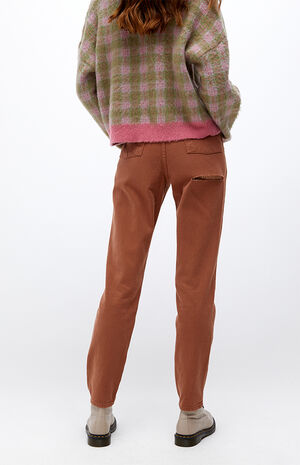 Tan Butt Cut Mom Jeans Tan Butt Cut Mom Jeans image number null
