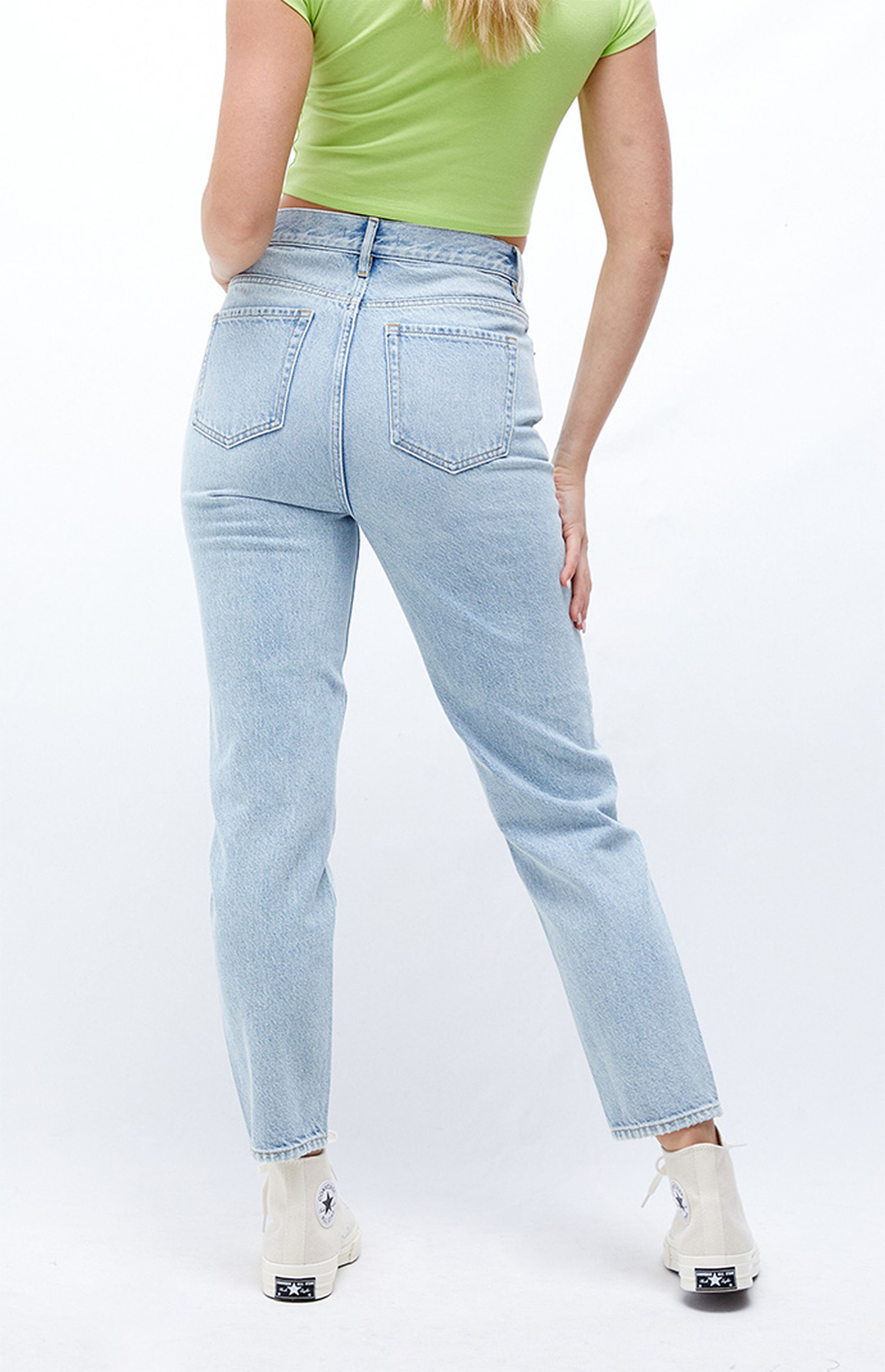 pacsun light blue ultra high waisted slim fit jeans