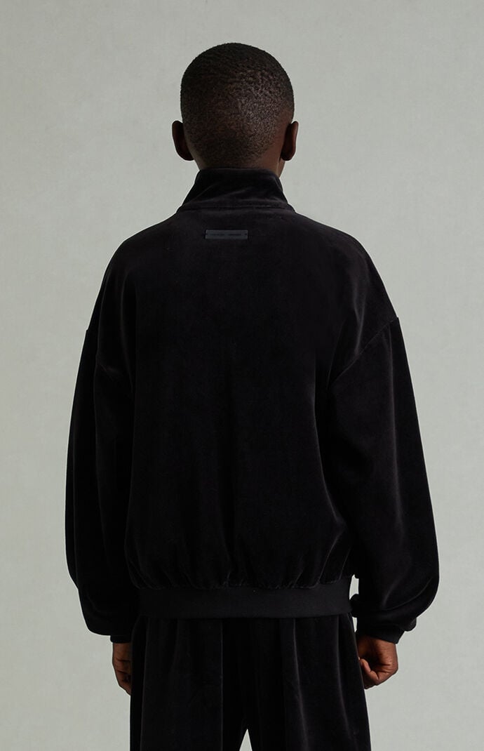 Fear of God ESSENTIALS Kids Vintage Black Classic Fit Velour Track Jacket