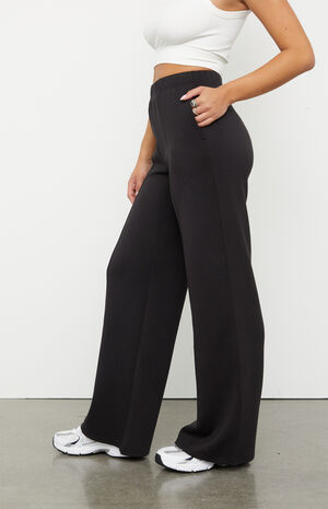 Active Black Seamed Modal Baggy Sweatpants image number 3