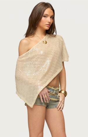 Alanna Sheer Sequin Poncho image number 2