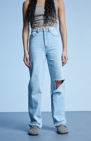 Eco Light Blue Ripped '90s Boyfriend Jeans image number 2