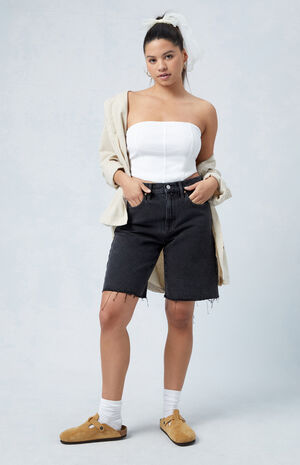 Eco Black Raw Cut Baggy Jorts image number 4