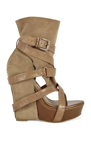 Women's Rothko Camel Belted Wedge Sandals image number 1