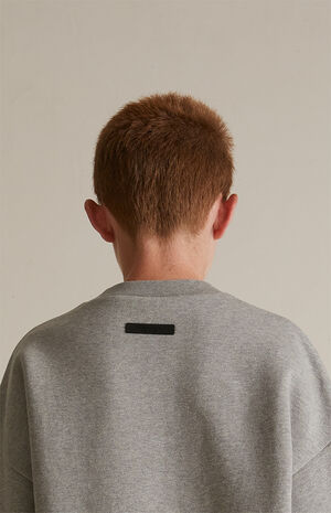 Kids Dark Heather Oatmeal Fleece Crew Neck Sweatshirt image number 5