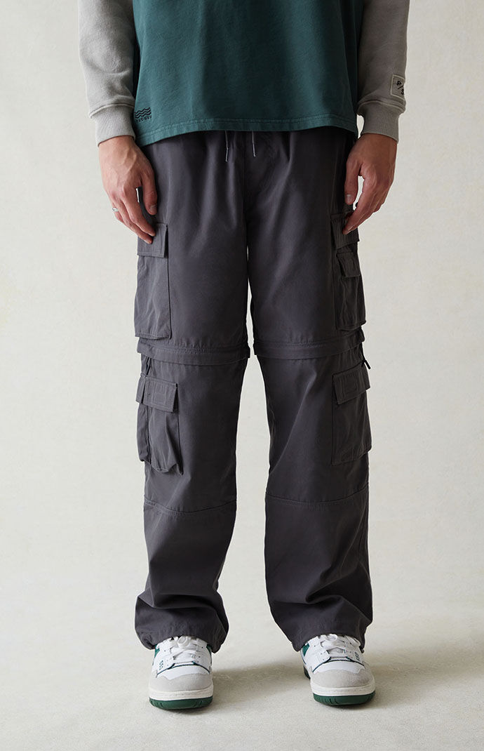 PacSun Canvas Gray Baggy Zip Off Cargo Pants | PacSun