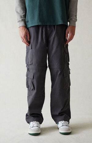 Canvas Gray Baggy Zip Off Cargo Pants image number 1