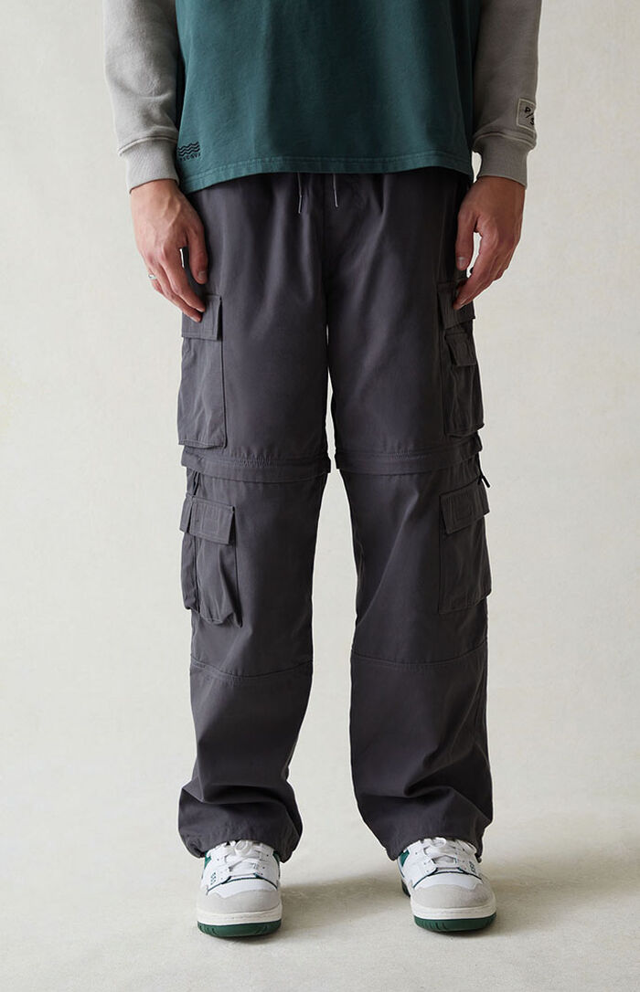 PacSun Canvas Gray Baggy Zip Off Cargo Pants PacSun