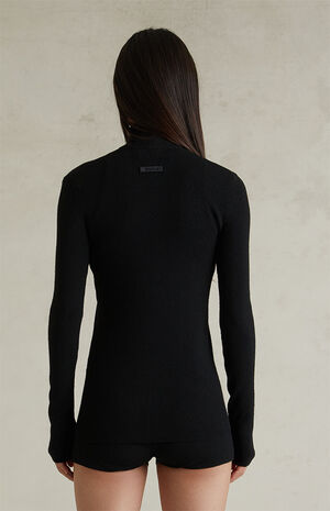 Women's Jet Black Ribbed Jacket image number 4