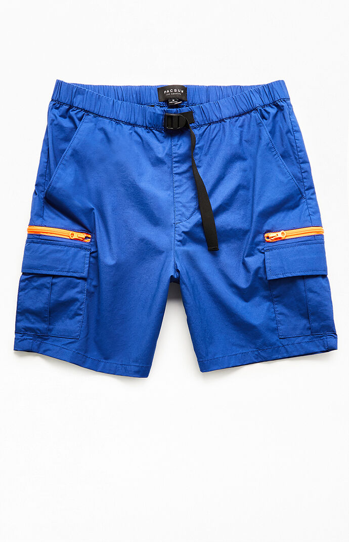 Blue Nylon Cargo Shorts