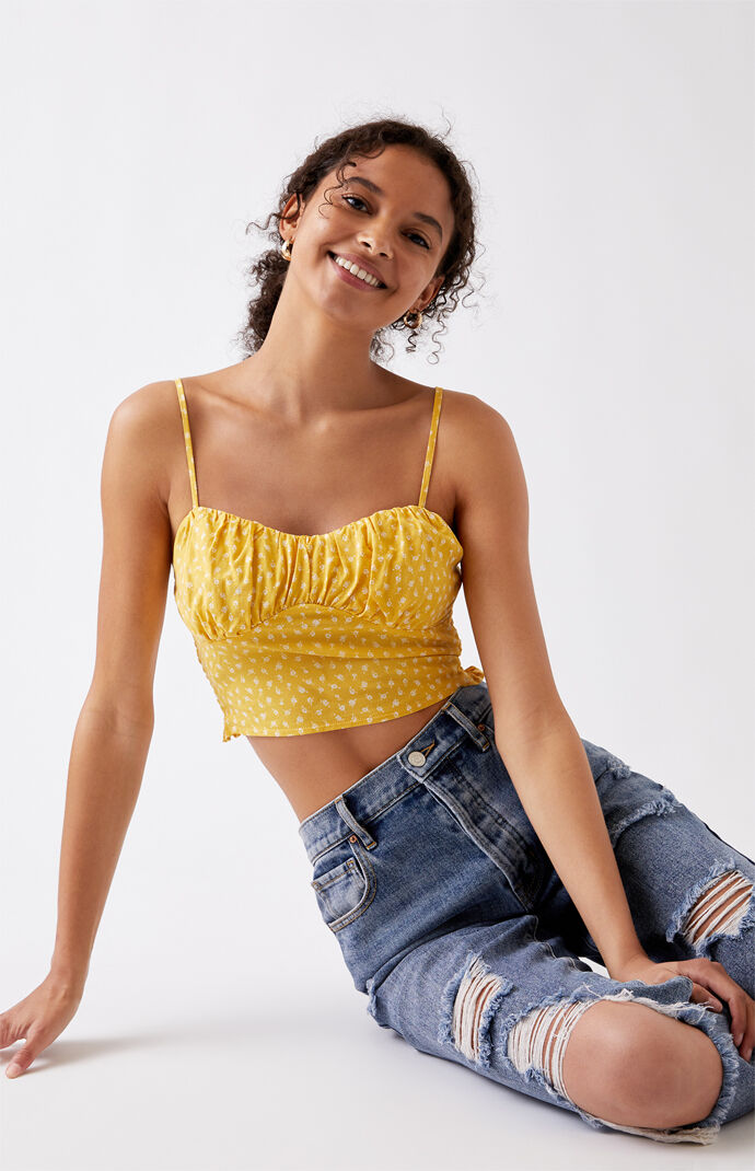 yellow bustier top