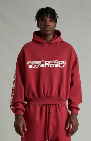 Crimson Cropped Relaxed Hoodie image number 2